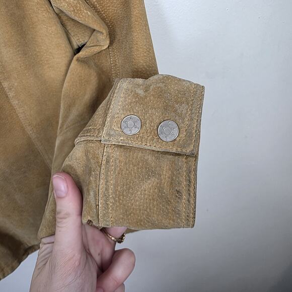 Vintage Live A Little Tan Leather Western Cowgirl Festival Button Up Shirt Sz M - Picture 6 of 9